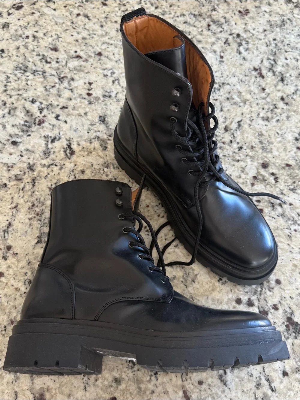 Banana Republic Black Leather Lace-Up Combat Boots